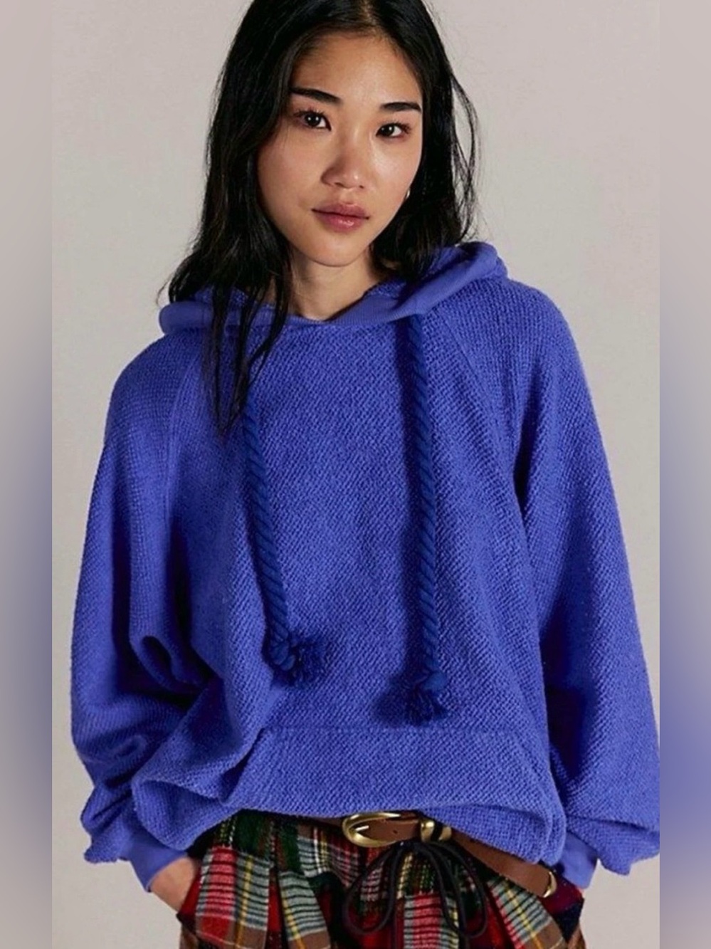 Free People Looped In Hoodie~ Blue Iris